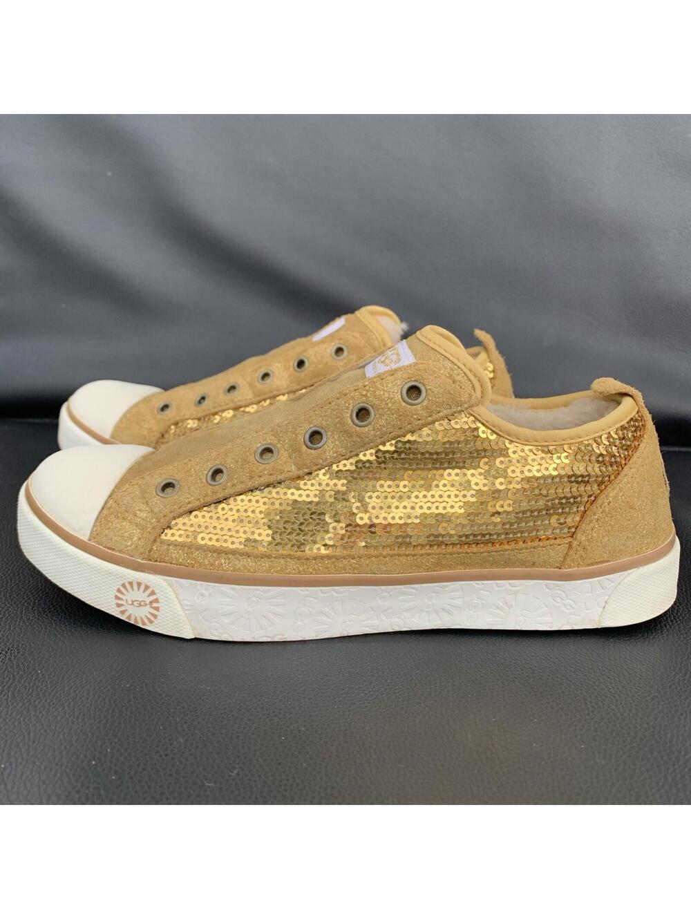 Ugg Sequin Sneakers Sz 8 Womens Gold